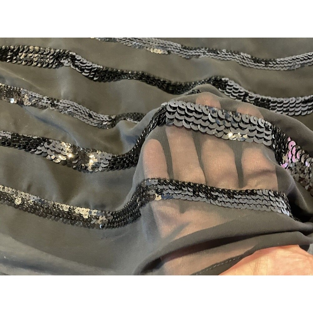 A.N.A. Black Sheer Chiffon Top Sequins Tie Back Size XL - Picture 7 of 8